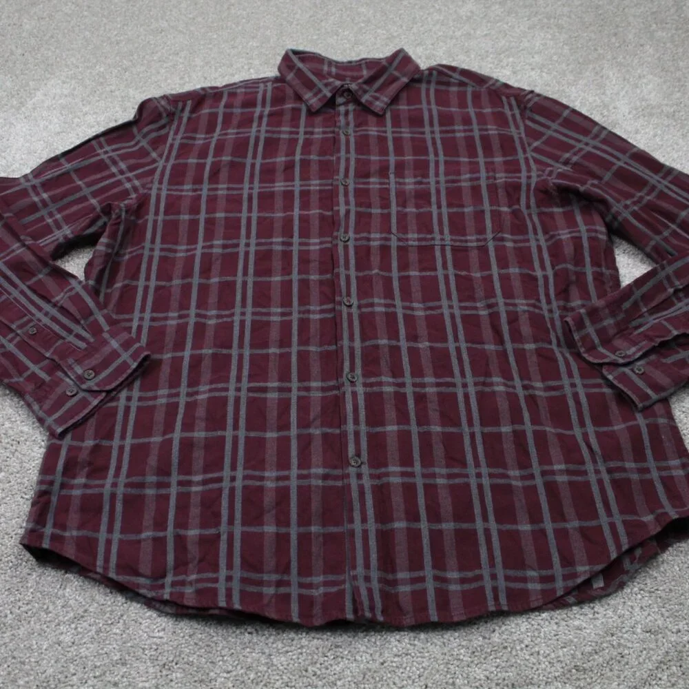 Banana Republic Luxe Flannel Shirt Adult XL Red Camden Fit‎ Cotton L/S Button Up
